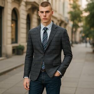 messagerie mens blazer sport coat size 56 IT/46 US 3 button cotton blend…